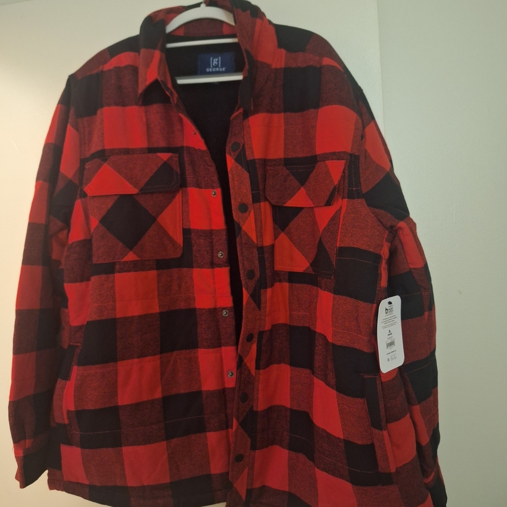 George Bold Red and Black Checkered Shirt Jacket